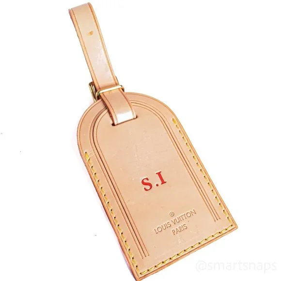 Authentic LOUIS VUITTON Vachetta leather Luggage Name Tag - SI - Picture 13 of 14